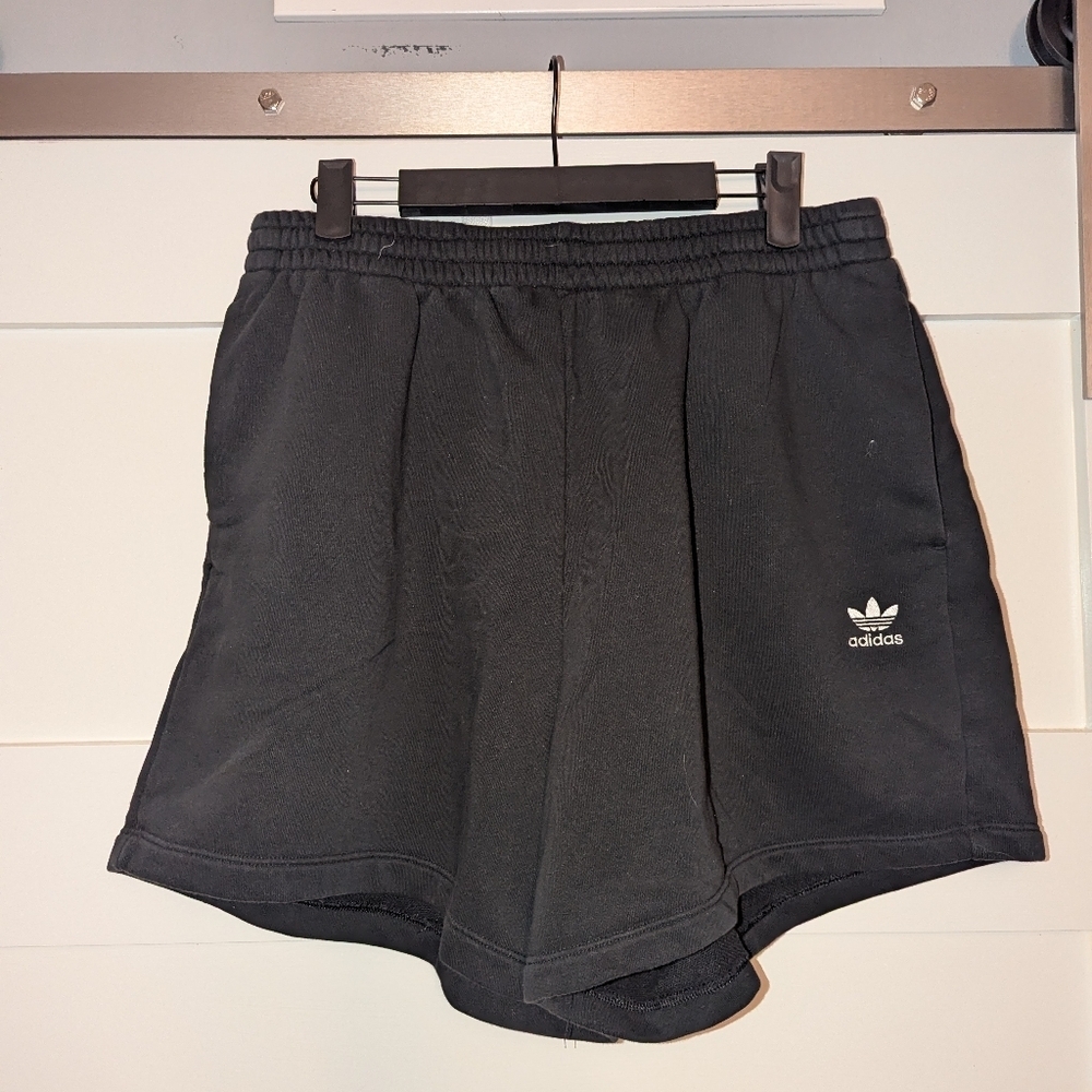 Juniors Black Adidas waist tie cotton shorts size large (16-18).